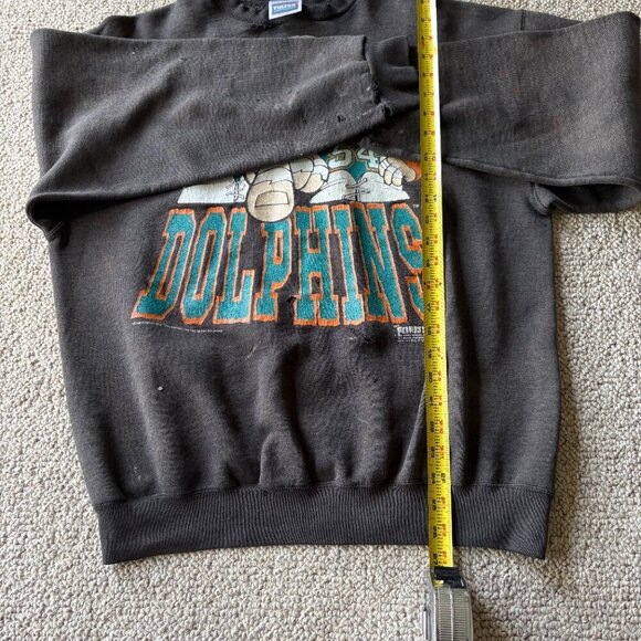 VNT 90s Miami Dolphins x Flintstones Sweatshirt | XL | Tultex | Rare Thrashed - Picture 11 of 11